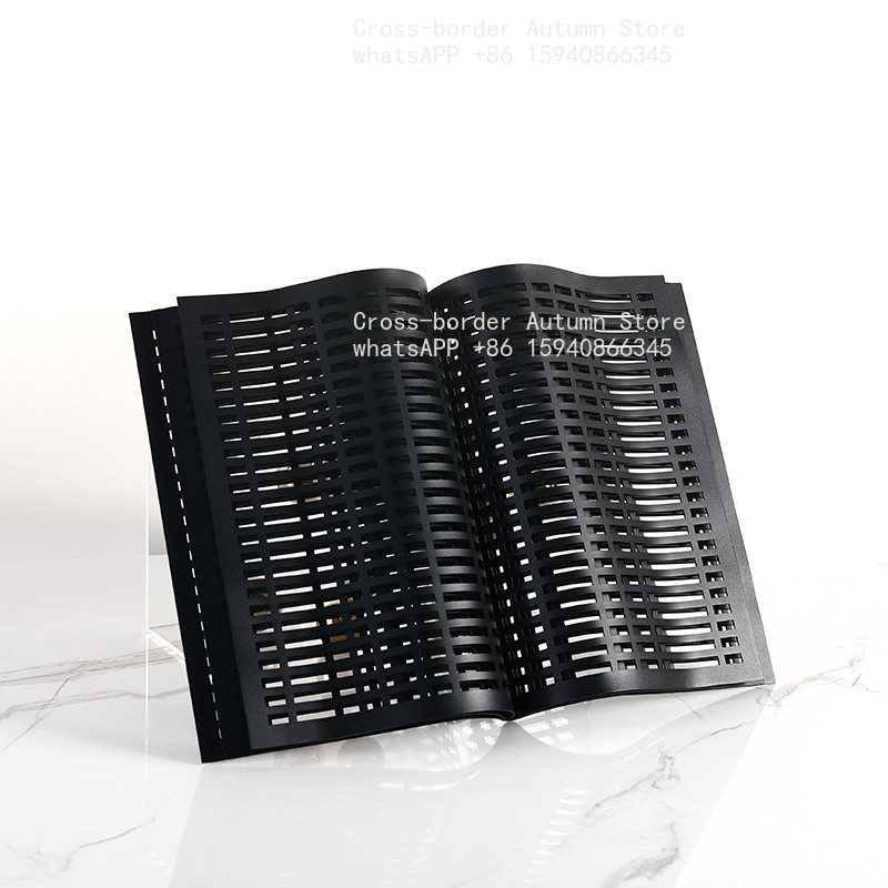 Lighting And Decor Magazine - メタルミニマリストライトラグジュアリーマガジンラック ステンレススチール製シルバー中空ブック型装飾品 ショールームや書斎用