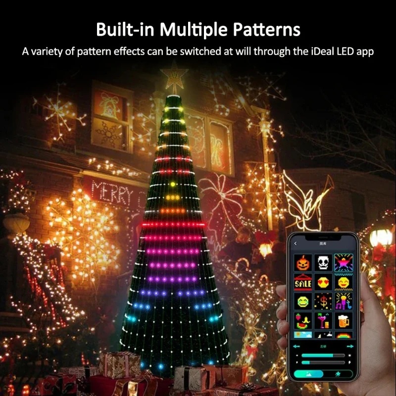 Lighting Decor Home - クリスマススターツリーライトRGB LED、Bluetoothアプリ制御のフェアリーライト、リモコンタイマー付き、クリスマスホームデコレーション用