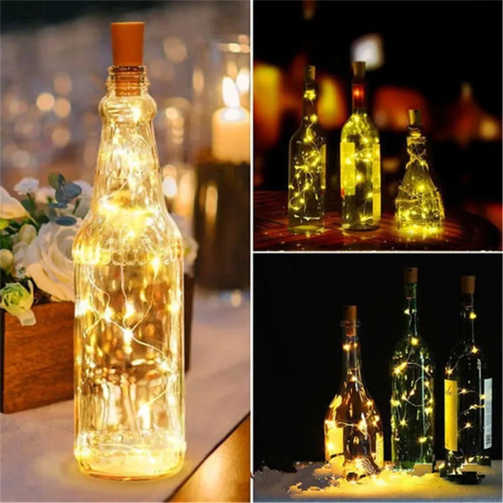 Decor Lighting Cork - 10 個ワインボトル LED ライトコルクランプ銅線妖精ストリングライトバークリスマスパーティー結婚式の装飾用
