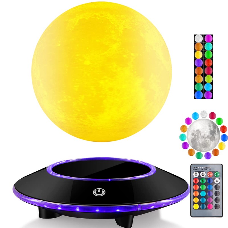 Led Moon Lamp - 浮遊月ランプ、空中浮遊月ランプ、自由に回転するLEDライト、リモコン付き、子供、友人、恋人へのギフト、オフィスや部屋の装飾に