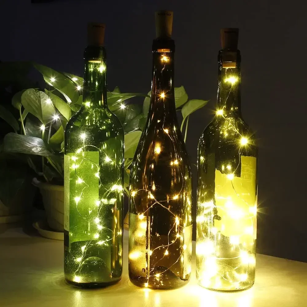 Decor Lighting Cork - コルク付きのミニLEDワインボトルライト,手作り,結婚披露宴の装飾,0.75m, 2m