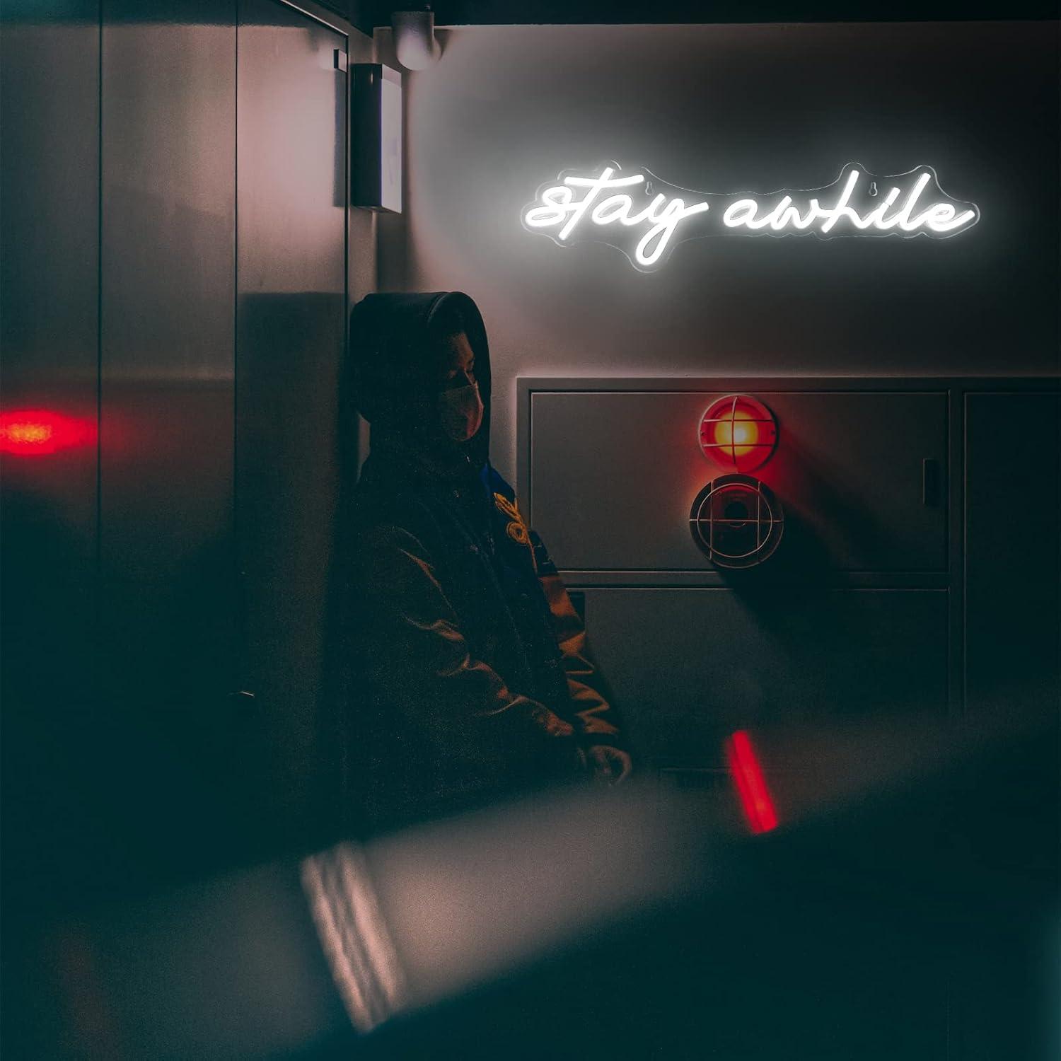 しばらく滞在してみてください ネオンサイン USB調光可能L - Lighting Decor Home のレビューと価格