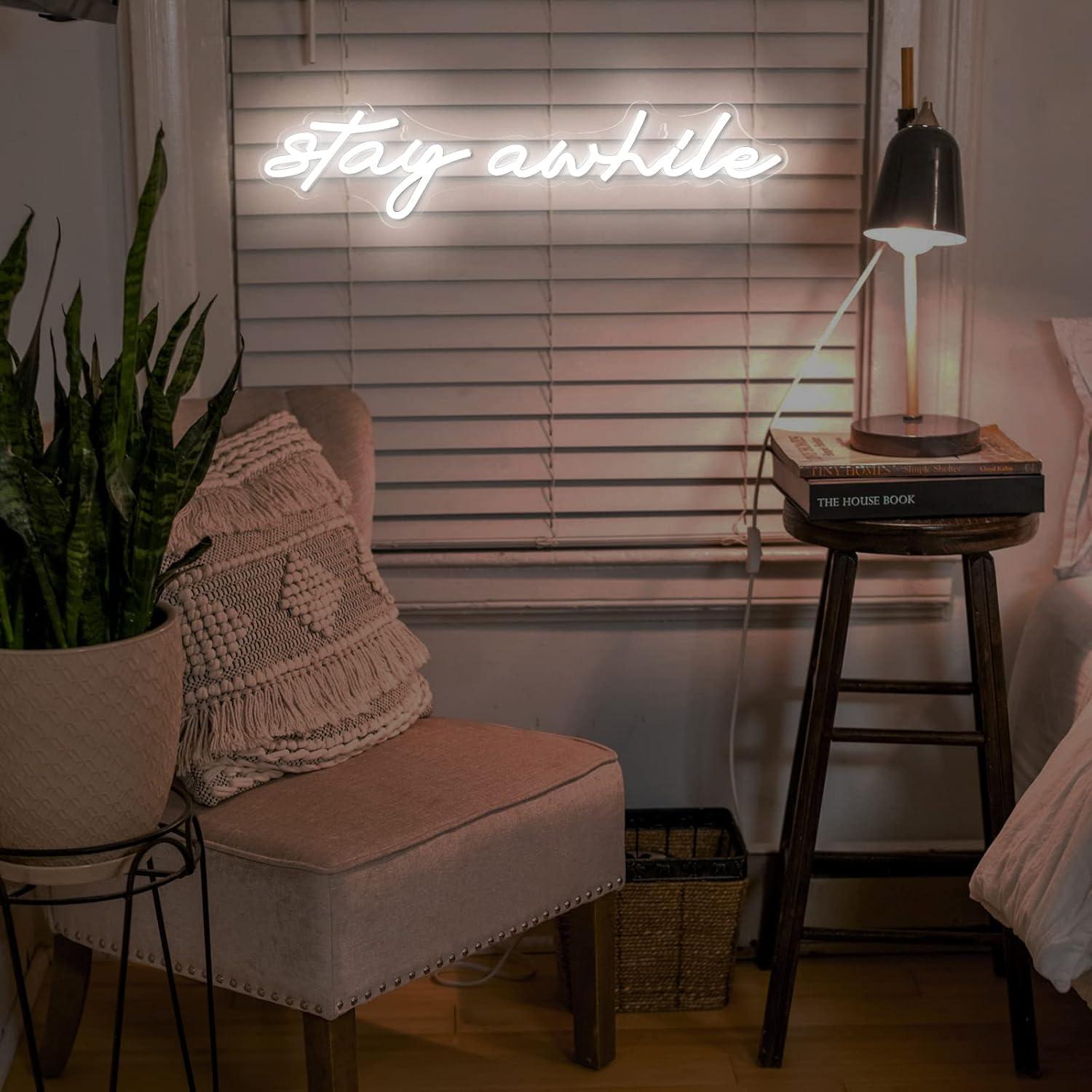 しばらく滞在してみてください ネオンサイン USB調光可能L - Lighting Decor Home のレビューと価格