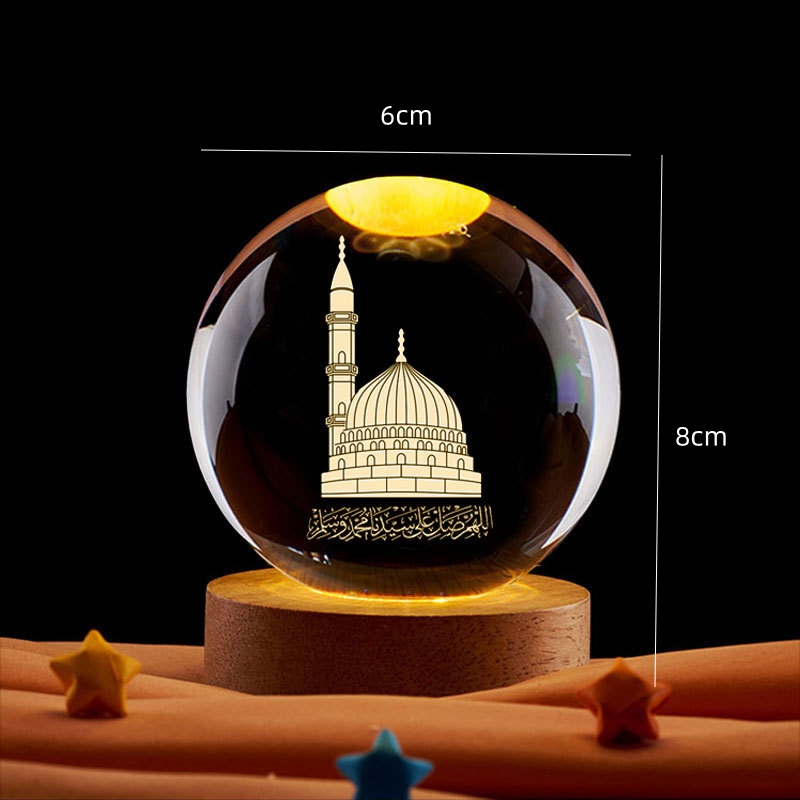 ラマダン装飾 3D クリスタルボール ナイトライト モスク  - Led Moon Lamp のレビューと価格