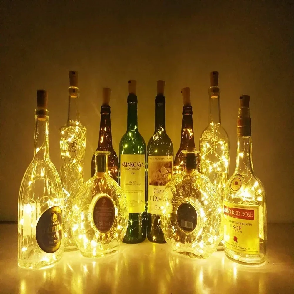 コルク付きのミニLEDワインボトルライト,手作り,結婚披露宴 - Decor Lighting Cork のレビューと価格
