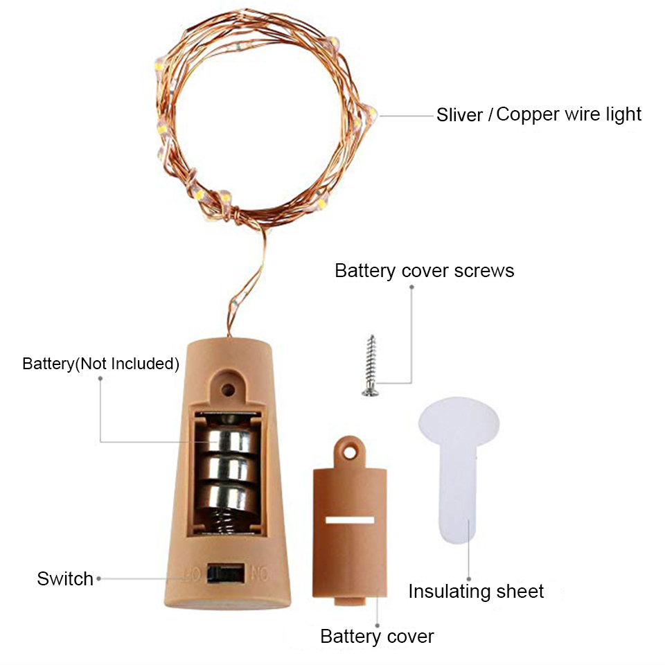 LEDワインボトルライト,1/3/5/10/20ピース,コル - Decor Lighting Cork のレビューと価格