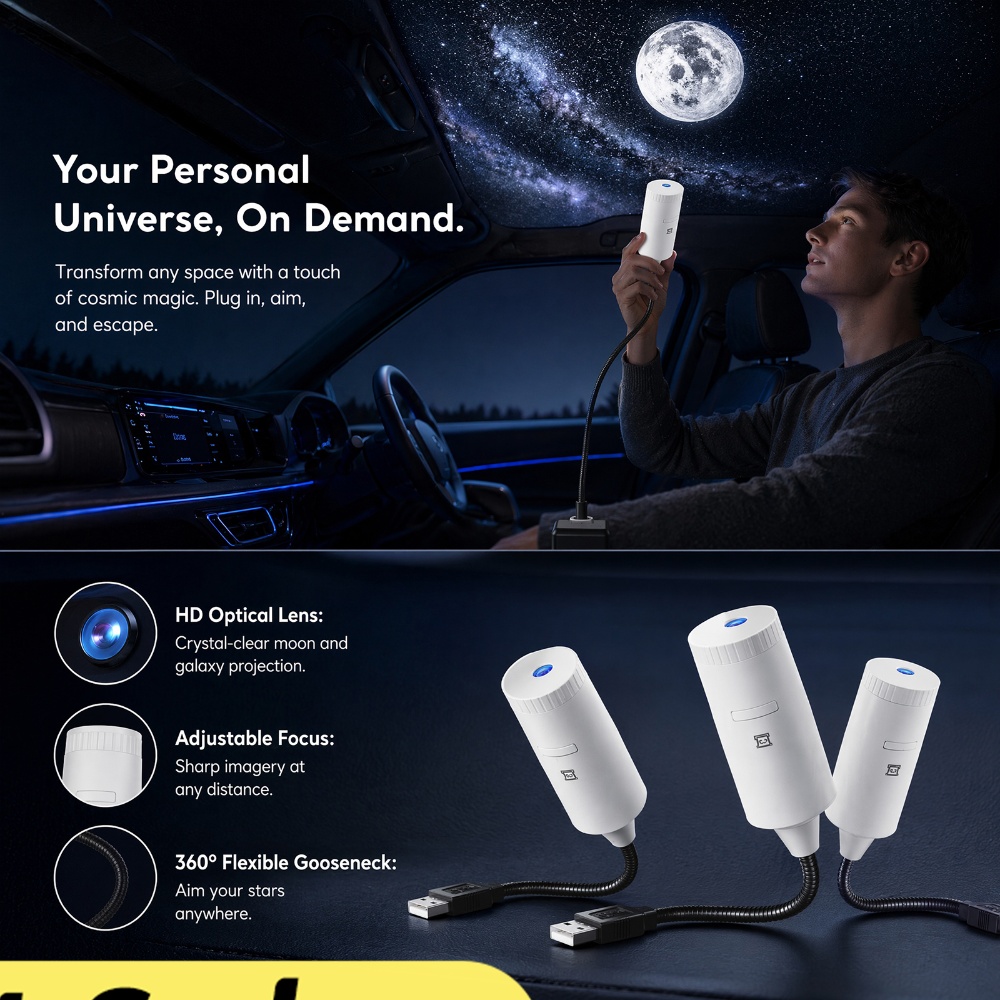 ミニギャラクシースタープロジェクター 2in1 ナイトライト - Lighting Decor Home のレビューと価格