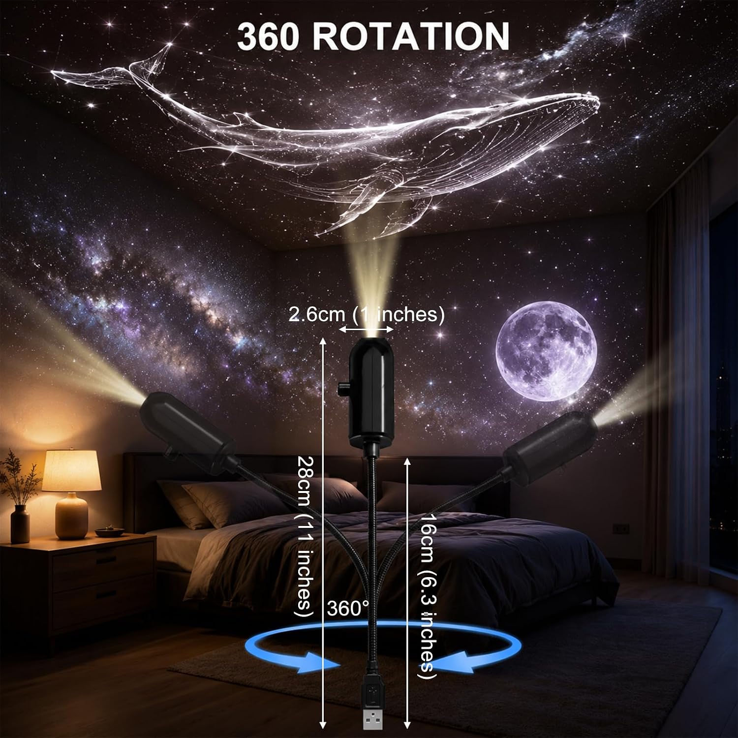 月と星空のナイトライト LED クリエイティブ寝室用ロゴプロ - Led Moon Lamp のレビューと価格