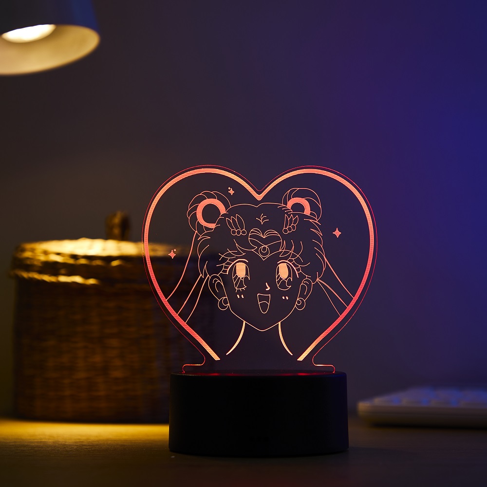 漫画キャラクター月野うさぎ3D LEDナイトライトリモコン付 - Led Moon Lamp のレビューと価格