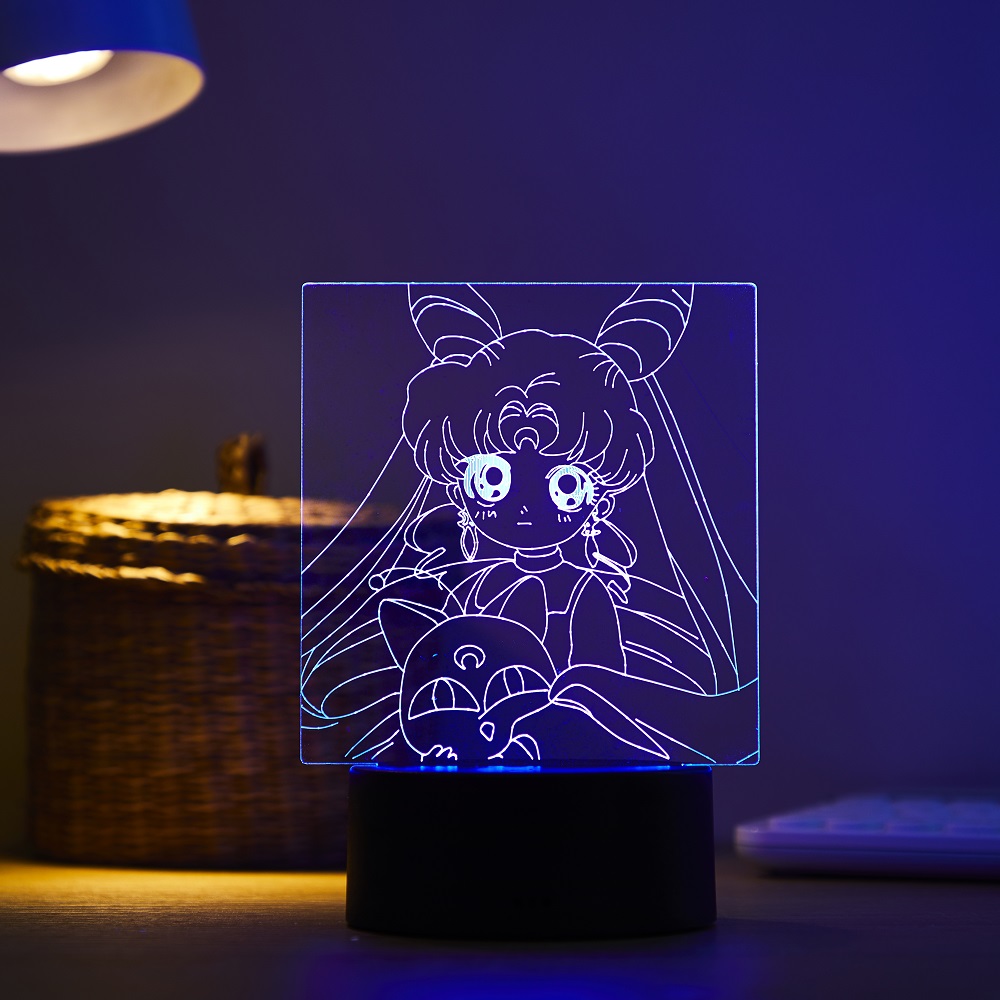漫画キャラクター月野うさぎ3D LEDナイトライトリモコン付 - Led Moon Lamp のレビューと価格